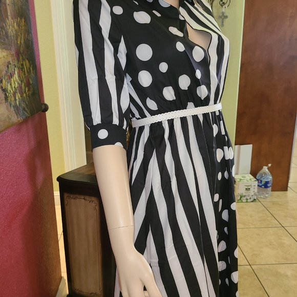 Women's Polk a Dot and Stripe Dress Size Small Maxi Dress - Picture 3 of 10
